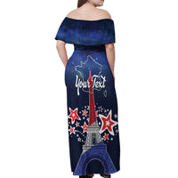 Personalized Happy Bastille Day Off Shoulder Maxi Dress Vive la France!