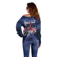 Personalized Happy Bastille Day Off Shoulder Sweater Vive la France!