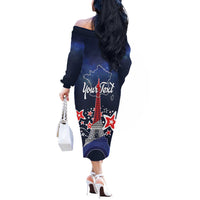 Personalized Happy Bastille Day Off The Shoulder Long Sleeve Dress Vive la France!