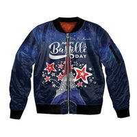 Personalized Happy Bastille Day Sleeve Zip Bomber Jacket Vive la France!