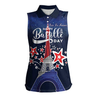 Personalized Happy Bastille Day Women Sleeveless Polo Shirt Vive la France!