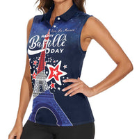Personalized Happy Bastille Day Women Sleeveless Polo Shirt Vive la France!