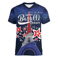 Personalized Happy Bastille Day Women V-Neck T-Shirt Vive la France!