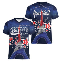 Personalized Happy Bastille Day Women V-Neck T-Shirt Vive la France!