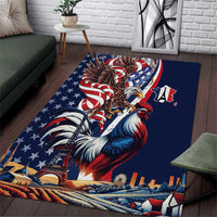 French American Heritage Month Area Rug Gallic Rooster And Bald Eagle
