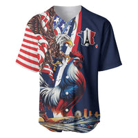 French American Heritage Month Baseball Jersey Gallic Rooster And Bald Eagle