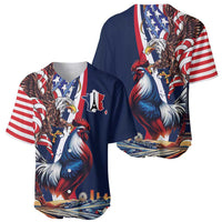 French American Heritage Month Baseball Jersey Gallic Rooster And Bald Eagle