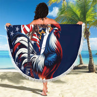 French American Heritage Month Beach Blanket Gallic Rooster And Bald Eagle