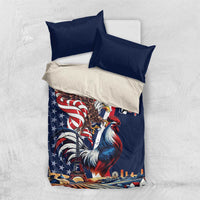 French American Heritage Month Bedding Set Gallic Rooster And Bald Eagle