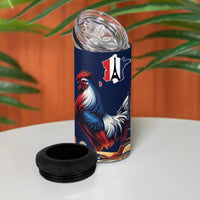 French American Heritage Month 4 in 1 Can Cooler Tumbler Gallic Rooster And Bald Eagle