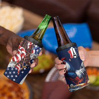 French American Heritage Month 4 in 1 Can Cooler Tumbler Gallic Rooster And Bald Eagle