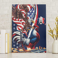 French American Heritage Month Canvas Wall Art Gallic Rooster And Bald Eagle