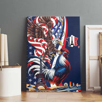 French American Heritage Month Canvas Wall Art Gallic Rooster And Bald Eagle