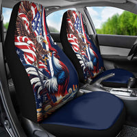 French American Heritage Month Car Seat Cover Gallic Rooster And Bald Eagle