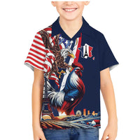 French American Heritage Month Family Matching Mermaid Dress and Hawaiian Shirt Gallic Rooster And Bald Eagle