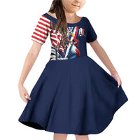 French American Heritage Month Family Matching Off Shoulder Short Dress and Hawaiian Shirt Gallic Rooster And Bald Eagle