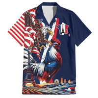 French American Heritage Month Family Matching Puletasi and Hawaiian Shirt Gallic Rooster And Bald Eagle