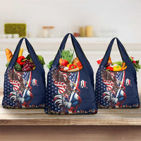 French American Heritage Month Grocery Bag Gallic Rooster And Bald Eagle