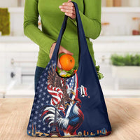 French American Heritage Month Grocery Bag Gallic Rooster And Bald Eagle