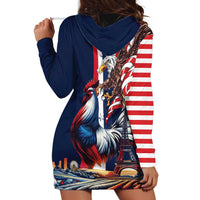 French American Heritage Month Hoodie Dress Gallic Rooster And Bald Eagle