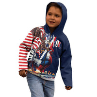 French American Heritage Month Kid Hoodie Gallic Rooster And Bald Eagle