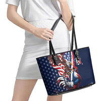 French American Heritage Month Leather Tote Bag Gallic Rooster And Bald Eagle