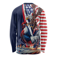 French American Heritage Month Long Sleeve Shirt Gallic Rooster And Bald Eagle