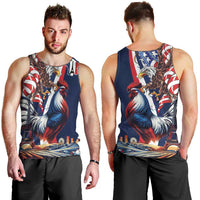 French American Heritage Month Men Tank Top Gallic Rooster And Bald Eagle