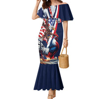 French American Heritage Month Mermaid Dress Gallic Rooster And Bald Eagle