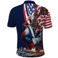 French American Heritage Month Polo Shirt Gallic Rooster And Bald Eagle