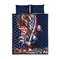 French American Heritage Month Quilt Bed Set Gallic Rooster And Bald Eagle