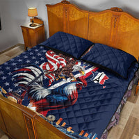 French American Heritage Month Quilt Bed Set Gallic Rooster And Bald Eagle