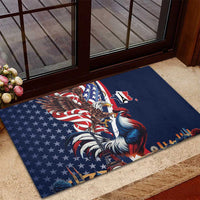 French American Heritage Month Rubber Doormat Gallic Rooster And Bald Eagle