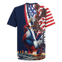 French American Heritage Month Rugby Jersey Gallic Rooster And Bald Eagle