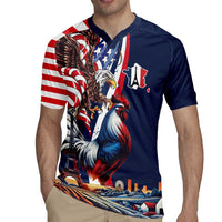 French American Heritage Month Rugby Jersey Gallic Rooster And Bald Eagle