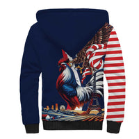 French American Heritage Month Sherpa Hoodie Gallic Rooster And Bald Eagle
