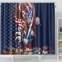 French American Heritage Month Shower Curtain Gallic Rooster And Bald Eagle