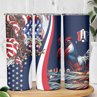 French American Heritage Month Skinny Tumbler Gallic Rooster And Bald Eagle