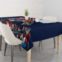 French American Heritage Month Tablecloth Gallic Rooster And Bald Eagle