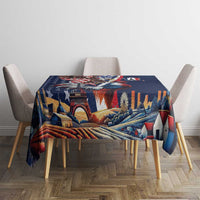French American Heritage Month Tablecloth Gallic Rooster And Bald Eagle