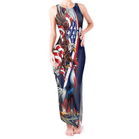 French American Heritage Month Tank Maxi Dress Gallic Rooster And Bald Eagle