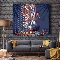 French American Heritage Month Tapestry Gallic Rooster And Bald Eagle