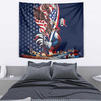 French American Heritage Month Tapestry Gallic Rooster And Bald Eagle