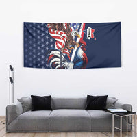 French American Heritage Month Tapestry Gallic Rooster And Bald Eagle