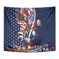 French American Heritage Month Tapestry Gallic Rooster And Bald Eagle