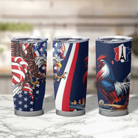 French American Heritage Month Tumbler Cup Gallic Rooster And Bald Eagle