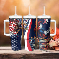 French American Heritage Month Tumbler With Handle Gallic Rooster And Bald Eagle