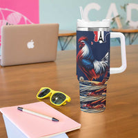 French American Heritage Month Tumbler With Handle Gallic Rooster And Bald Eagle