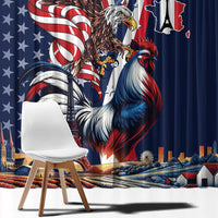 French American Heritage Month Window Curtain Gallic Rooster And Bald Eagle