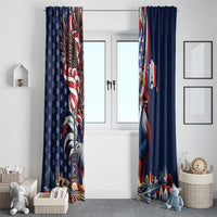 French American Heritage Month Window Curtain Gallic Rooster And Bald Eagle